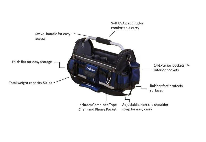 Frontier | 19 in. Open Tote Tool Bag with Rotating Handle - Pacific Power Tools