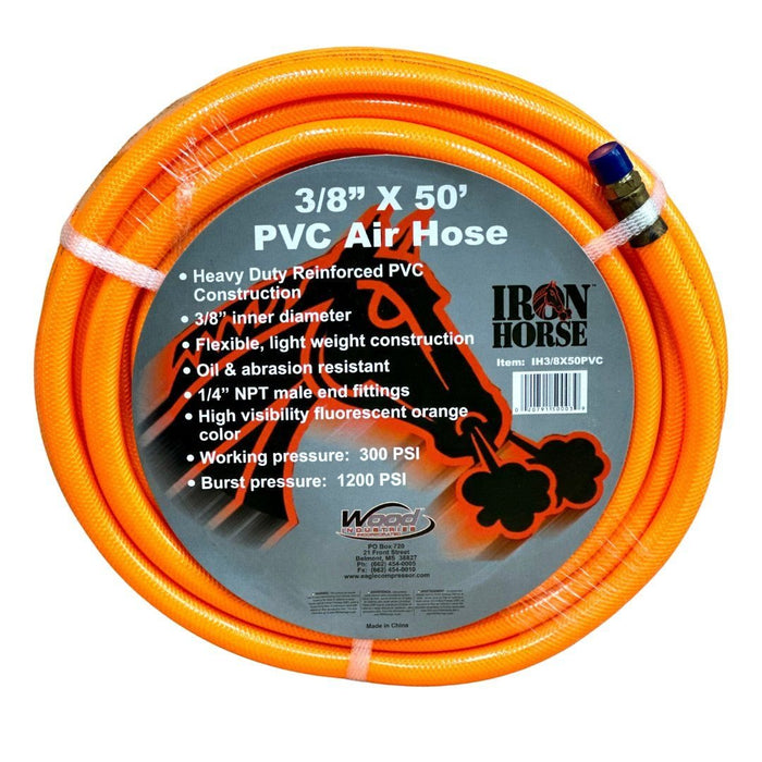 Iron Horse | 3/8" x 50' PVC Orange Air Hose - Pacific Power Tools