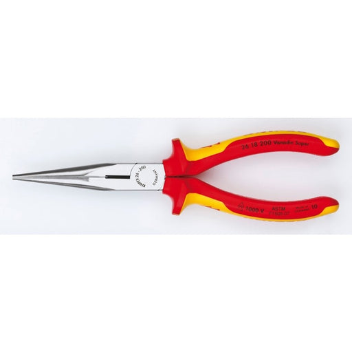 KNIPEX (26 18 200 US) 8" Long Nose Pliers with Cutter - 1000V Insulated - Pacific Power Tools