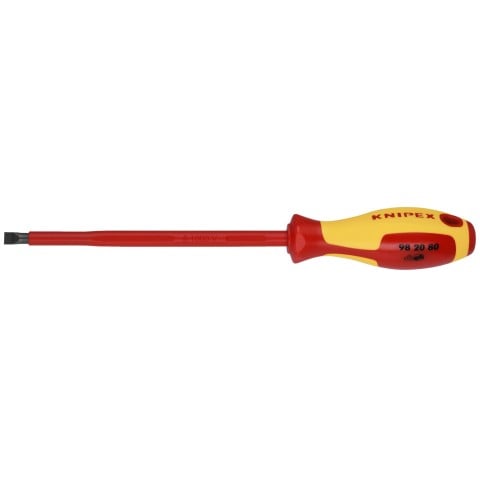 KNIPEX (98 20 80) Slotted Screwdriver, 7" - 1000V Insulated, 5/16" Tip - Pacific Power Tools