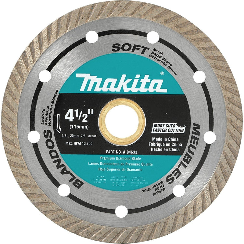 Makita | 4-1/2" Diamond Blade, Turbo, Soft Material - Pacific Power Tools
