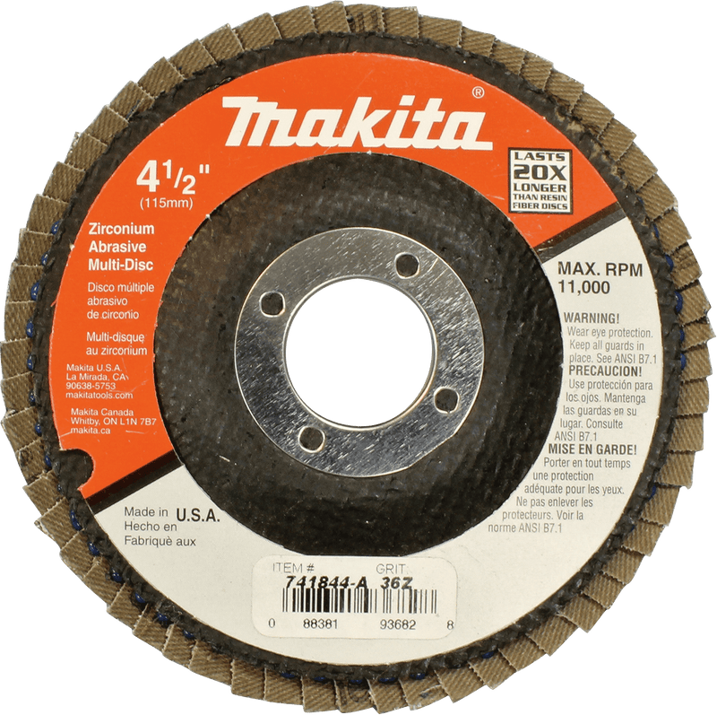 Makita 4 - 1/2" x 7/8" Flap Disc, Angled Type 29 - Pacific Power Tools