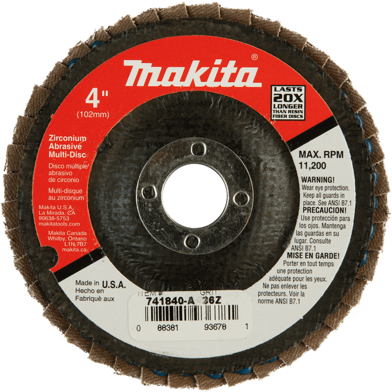 Makita 4" x 5/8" Flap Disc, Angled Type 29 - Pacific Power Tools
