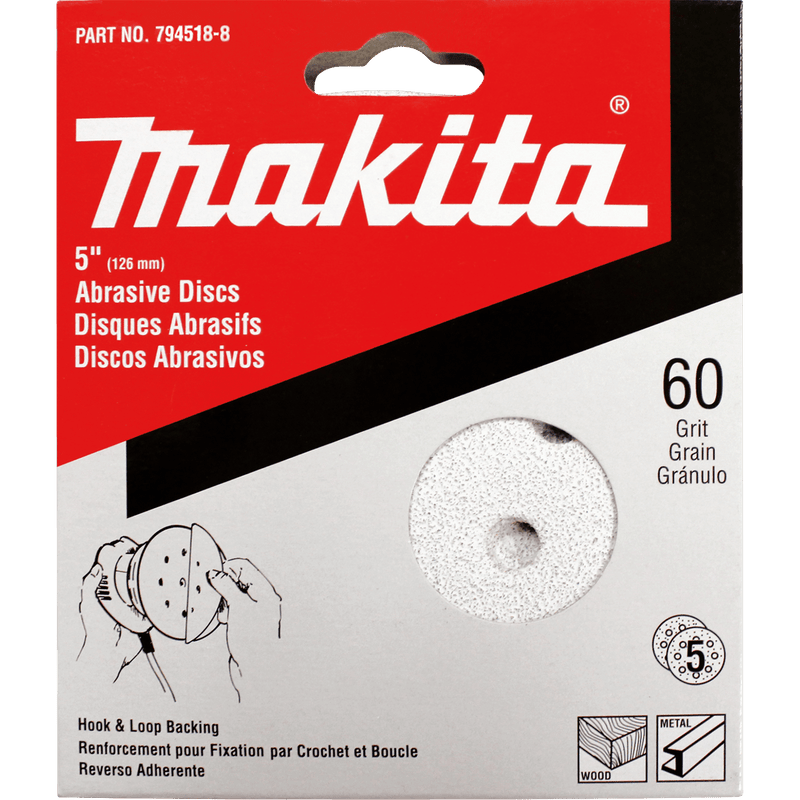 Makita 5" Round Abrasive Disc, Hook & Loop - Pacific Power Tools