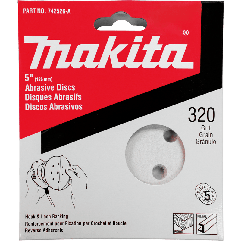 Makita 5" Round Abrasive Disc, Hook & Loop - Pacific Power Tools
