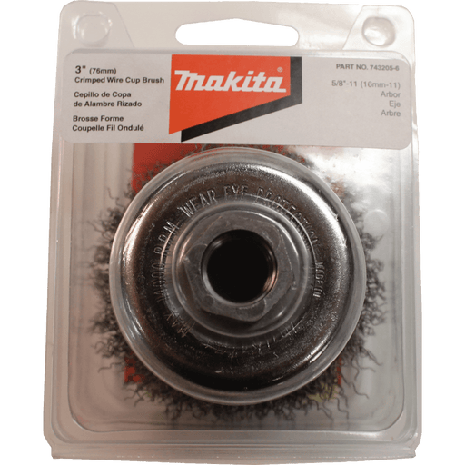 Makita (743205 - 6) 3" Crimped Wire Cup Brush, 5/8"‑11 - Pacific Power Tools