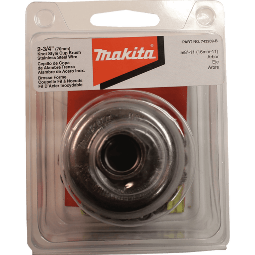Makita (743209 - B) 2‑3/4" Knot Wire Cup Brush, Stainless, 5/8"‑11 - Pacific Power Tools