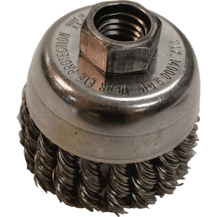 Makita (743209 - B) 2‑3/4" Knot Wire Cup Brush, Stainless, 5/8"‑11 - Pacific Power Tools