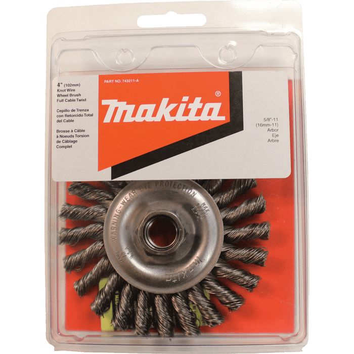 Makita (743211 - A) 4" Knot Cable Twist Wire Wheel, 5/8"‑11 - Pacific Power Tools