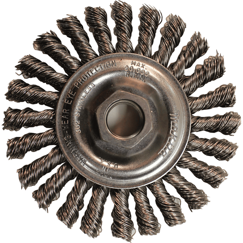 Makita (743214 - A) 4" Knot Cable Twist Wire Wheel, Stainless, 5/8"‑11 - Pacific Power Tools