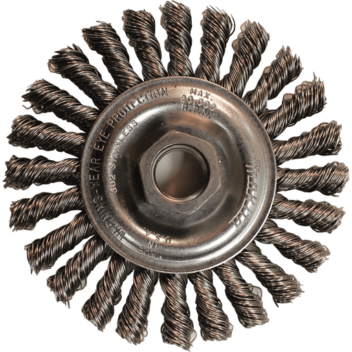 Makita (743214 - A) 4" Knot Cable Twist Wire Wheel, Stainless, 5/8"‑11 - Pacific Power Tools