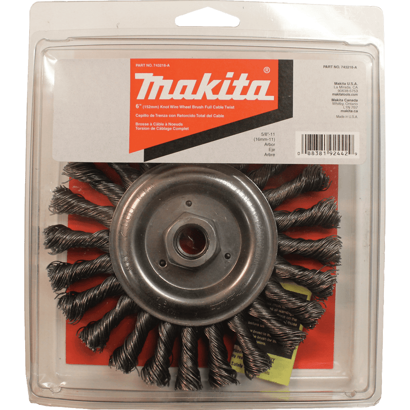 Makita (743218 - A) 6" Knot Cable Twist Wire Wheel, 5/8"‑11 - Pacific Power Tools