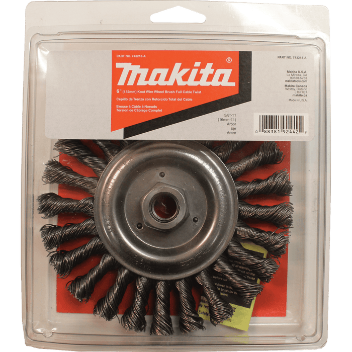 Makita (743218 - A) 6" Knot Cable Twist Wire Wheel, 5/8"‑11 - Pacific Power Tools