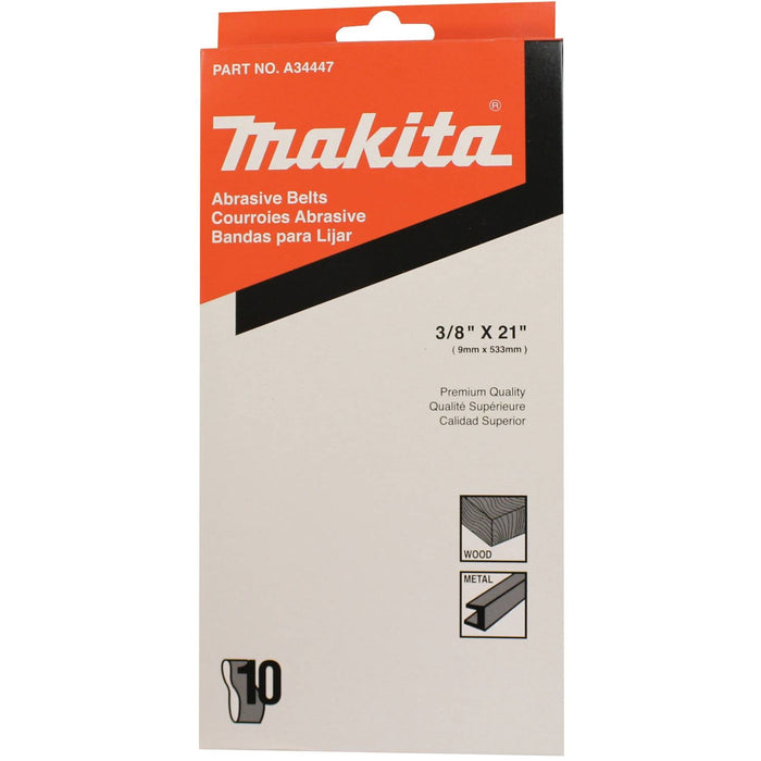 Makita (A-34447) 3/8" x 21" Abrasive Belt, 40 Grit 10/pk