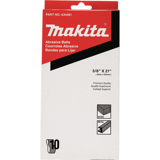 Makita (A - 34481) 3/8" x 21" Abrasive Belt, 120 Grit, 10/pk - Pacific Power Tools