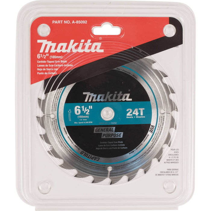 Makita (A - 85092) 6 - 1/2" 24T Carbide - Tipped Circular Saw Blade, General Purpose - Pacific Power Tools