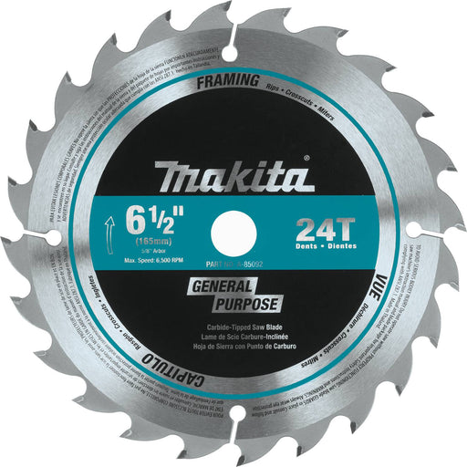 Makita (A - 85092) 6 - 1/2" 24T Carbide - Tipped Circular Saw Blade, General Purpose - Pacific Power Tools