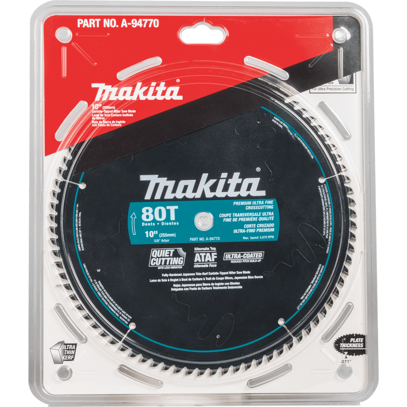 Makita (A - 94770) 10" 80T Ultra‑Coated Miter Saw Blade - Pacific Power Tools