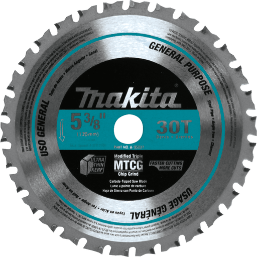 Makita (A - 95037) 5 - 3/8" 30T Carbide - Tipped Saw Blade, Metal/General Purpose - Pacific Power Tools