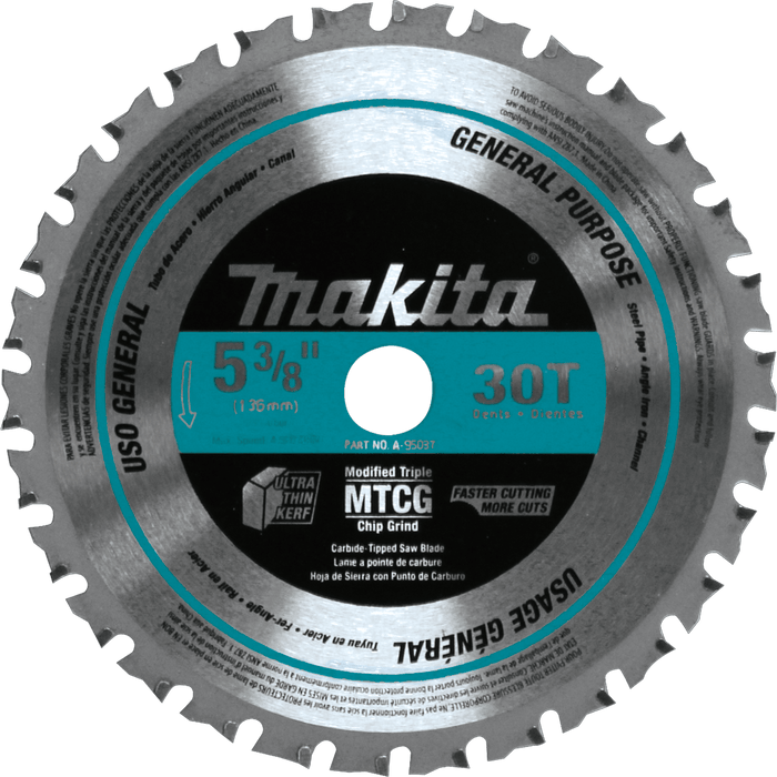 Makita (A - 95037) 5 - 3/8" 30T Carbide - Tipped Saw Blade, Metal/General Purpose - Pacific Power Tools