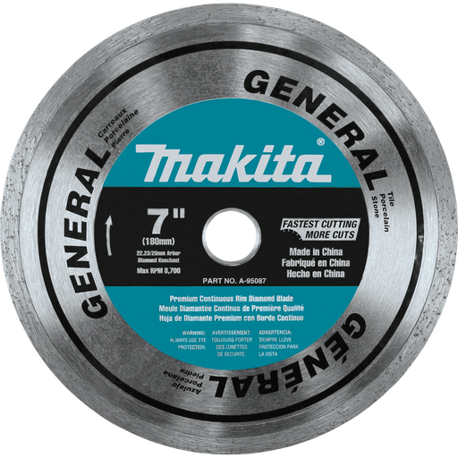 Makita (A - 95087) 7" Diamond Blade, Continuous Rim, General Purpose - Pacific Power Tools