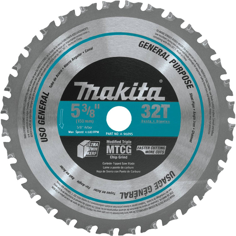 Makita (A - 96095) 5 - 7/8" 32T Carbide - Tipped Saw Blade, Metal/General Purpose - Pacific Power Tools