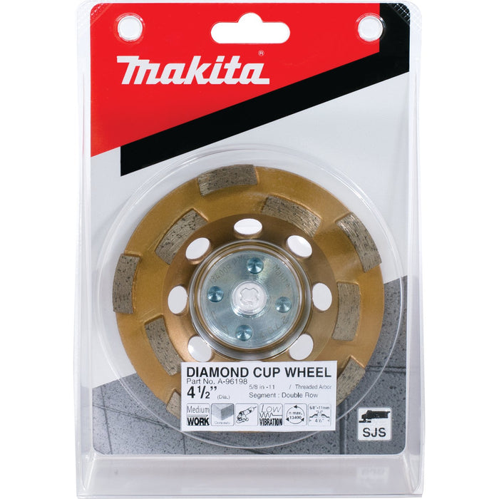 Makita (A - 96198) 4 - 1/2" Low - Vibration Diamond Cup Wheel, Double Row - Pacific Power Tools