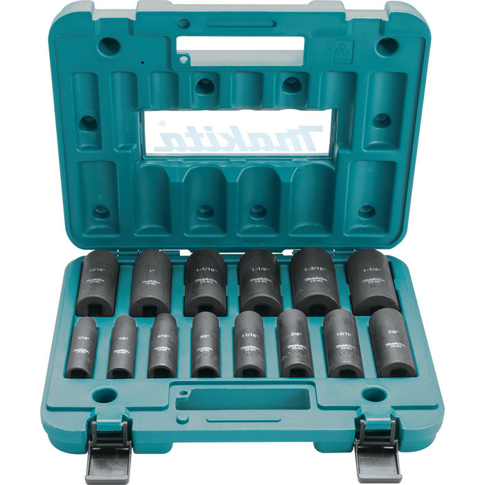 Makita (A - 96372) 14 Pc. 1/2" Drive Deep Well SAE Impact Socket Set - Pacific Power Tools
