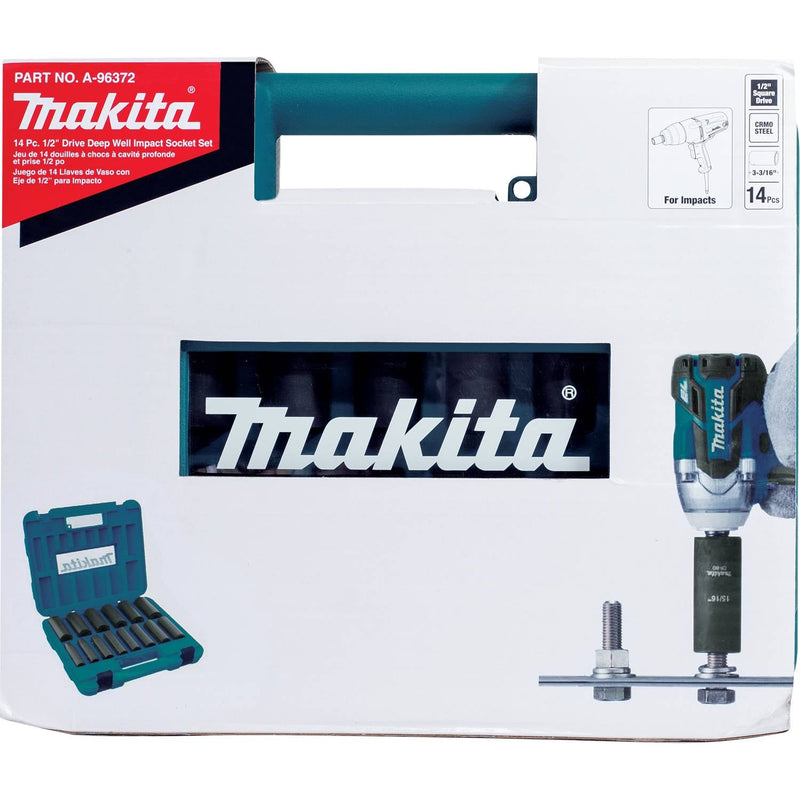 Makita (A - 96372) 14 Pc. 1/2" Drive Deep Well SAE Impact Socket Set - Pacific Power Tools