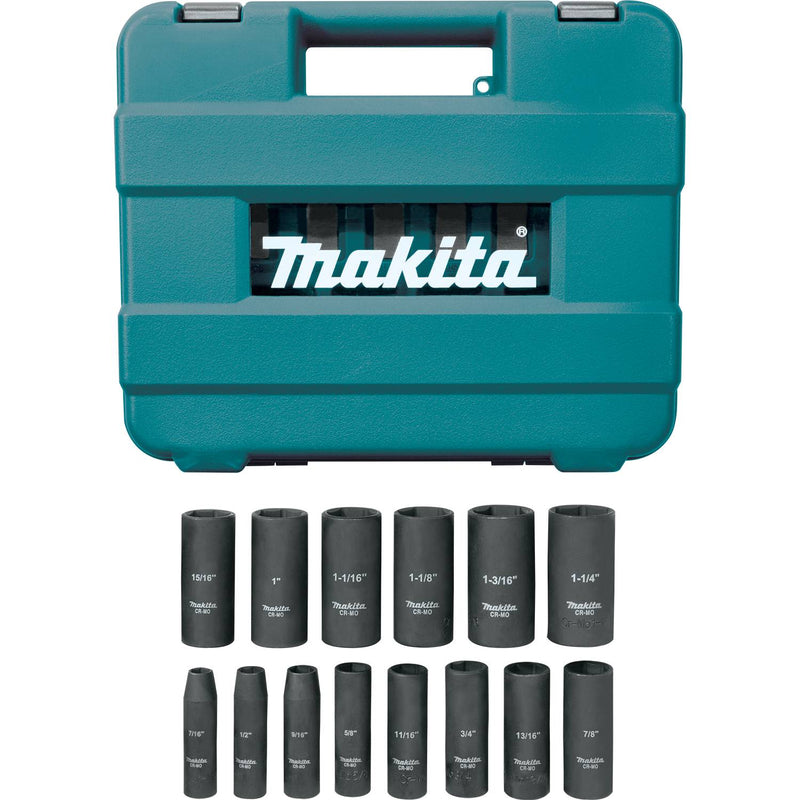 Makita (A - 96372) 14 Pc. 1/2" Drive Deep Well SAE Impact Socket Set - Pacific Power Tools