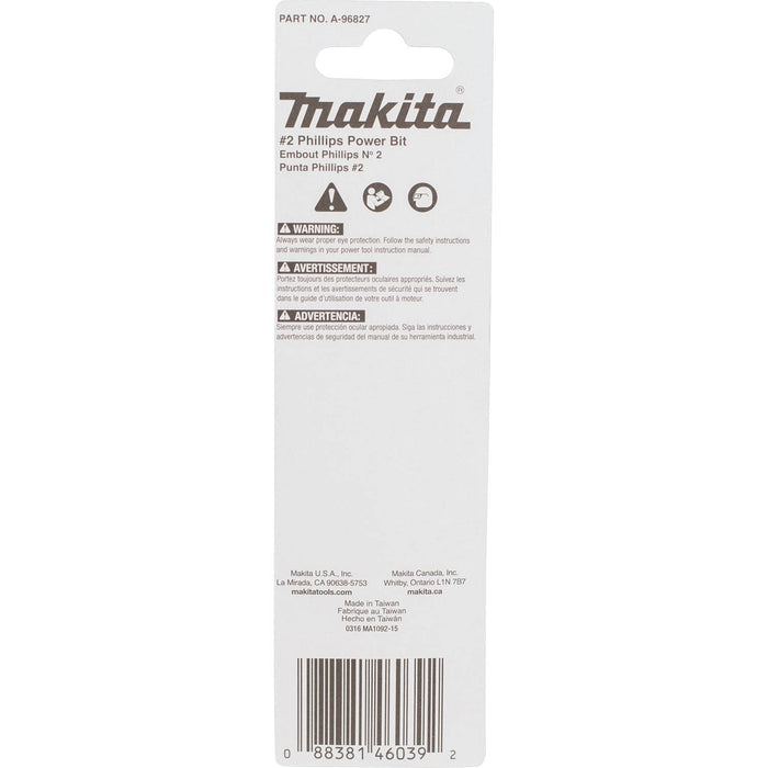 Makita (A - 96827) ImpactX™ 2 Phillips 3‑1/2″ Power Bit - Pacific Power Tools