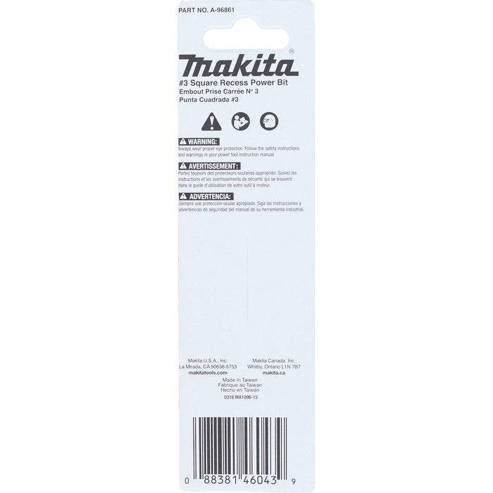 Makita (A - 96861) ImpactX™ 3 Square Recess 3‑1/2″ Power Bit - Pacific Power Tools