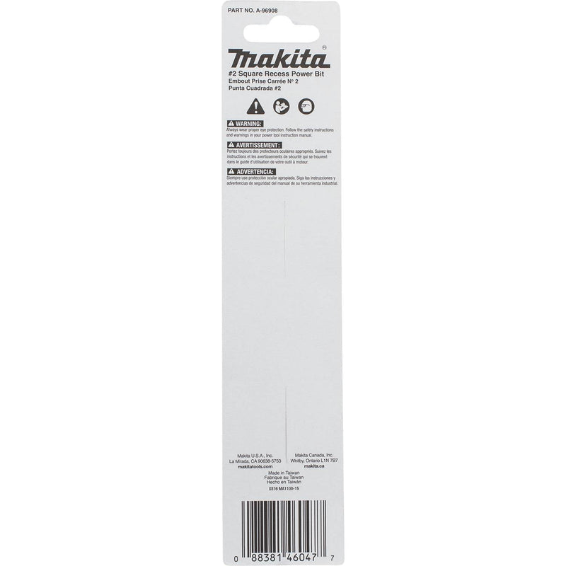 Makita (A - 96908) ImpactX™ 2 Square Recess 6″ Power Bit - Pacific Power Tools