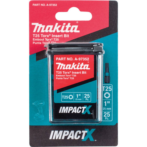 Makita (A - 97352) ImpactX™ T25 Torx® 1″ Insert Bit, 25/pk - Pacific Power Tools
