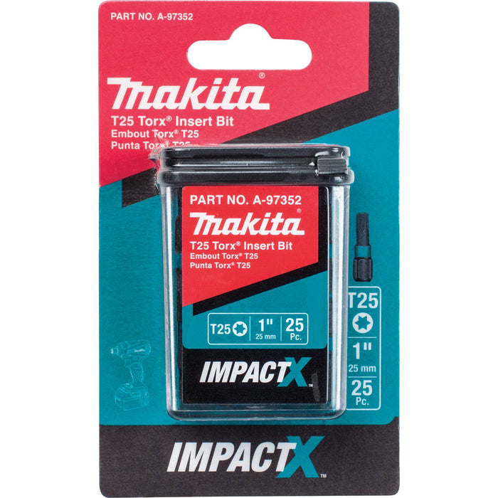 Makita (A - 97352) ImpactX™ T25 Torx® 1″ Insert Bit, 25/pk - Pacific Power Tools