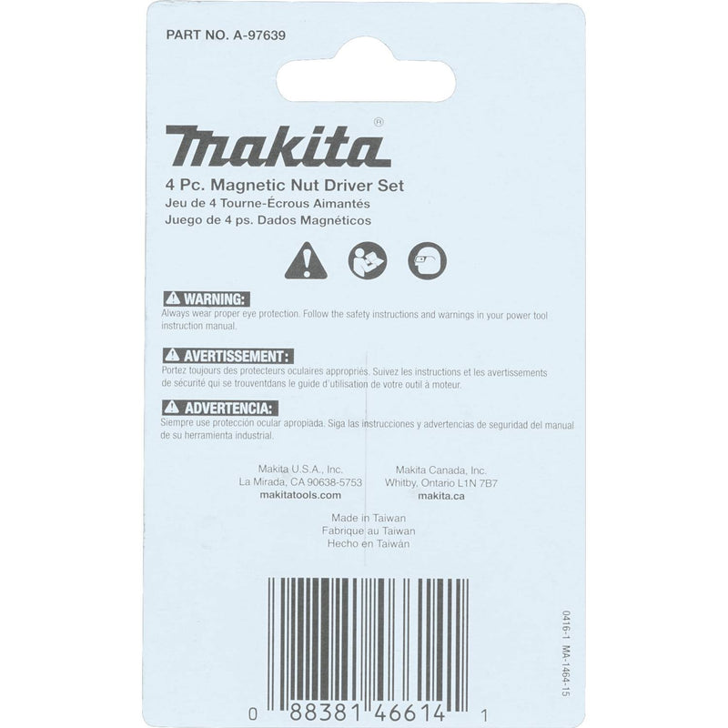 Makita (A - 97639) ImpactX™ 4 Pc. 1‑3/4″ Magnetic Nut Driver Set - Pacific Power Tools