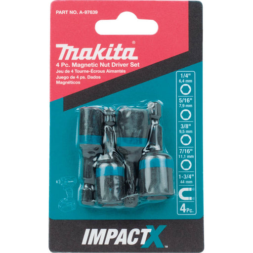 Makita (A - 97639) ImpactX™ 4 Pc. 1‑3/4″ Magnetic Nut Driver Set - Pacific Power Tools