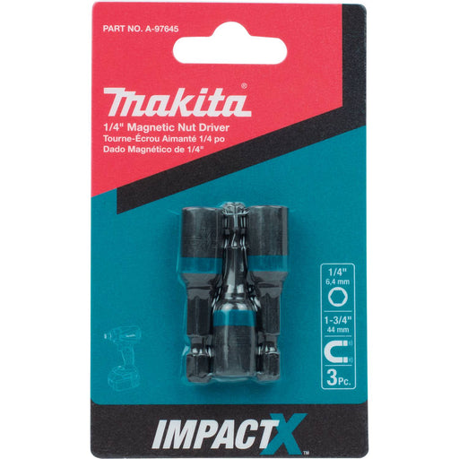 Makita (A - 97645) ImpactX 1/4 in. Magnetic Nut Driver (3 - Pack) - Pacific Power Tools