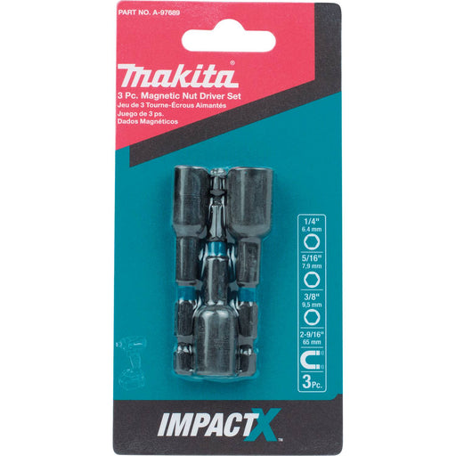 Makita (A - 97689) ImpactX 3 - Piece 2 - 9/16 in. Magnetic Nut Driver Set - Pacific Power Tools