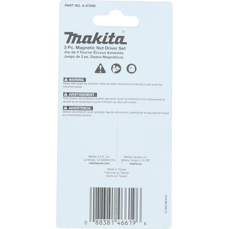Makita (A - 97689) ImpactX 3 - Piece 2 - 9/16 in. Magnetic Nut Driver Set - Pacific Power Tools