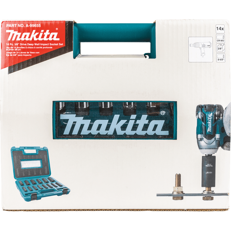 Makita (A - 99655) 14 Pc. 3/8" Drive Deep Well SAE Impact Socket Set - Pacific Power Tools