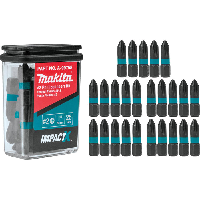 Makita (A - 99758) ImpactX™ 2 Phillips 1″ Insert Bit, 25/pk - Pacific Power Tools