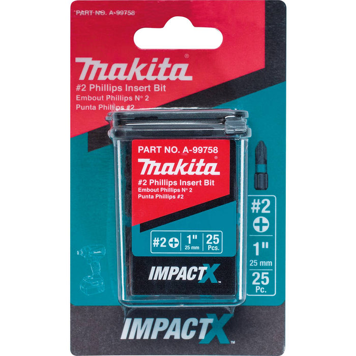 Makita (A - 99758) ImpactX™ 2 Phillips 1″ Insert Bit, 25/pk - Pacific Power Tools