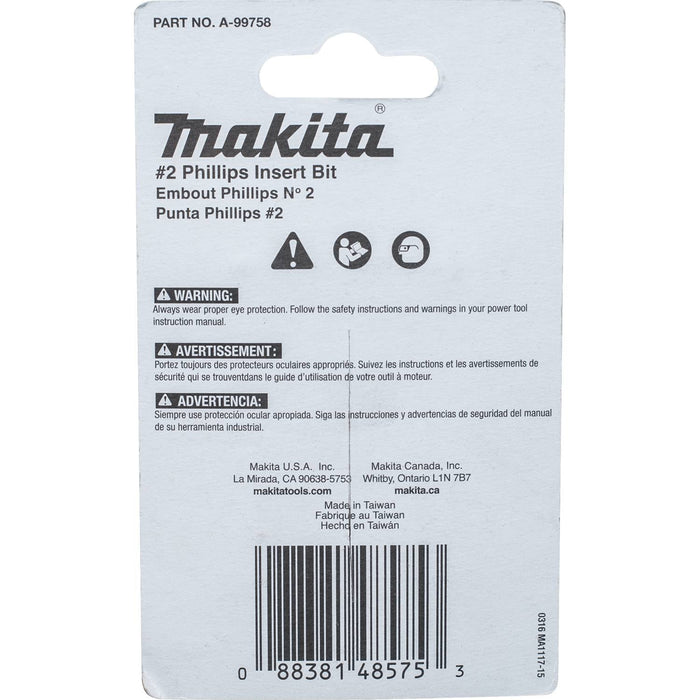 Makita (A - 99758) ImpactX™ 2 Phillips 1″ Insert Bit, 25/pk - Pacific Power Tools