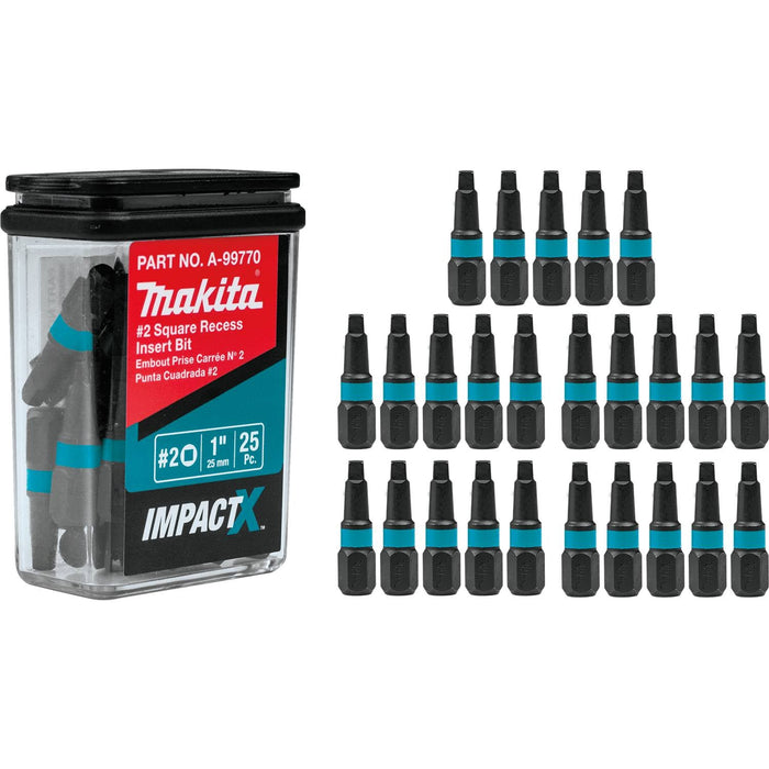 Makita (A - 99770) ImpactX™ 2 Square Recess 1″ Insert Bit, 25/pk - Pacific Power Tools