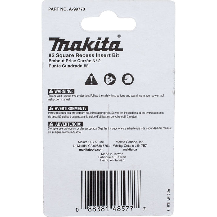 Makita (A - 99770) ImpactX™ 2 Square Recess 1″ Insert Bit, 25/pk - Pacific Power Tools