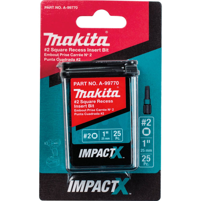 Makita (A - 99770) ImpactX™ 2 Square Recess 1″ Insert Bit, 25/pk - Pacific Power Tools