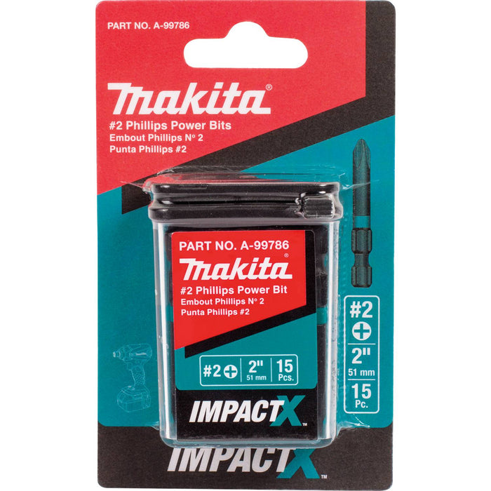 Makita (A - 99786) ImpactX™ 2 Phillips 2″ Power Bit, 15/pk - Pacific Power Tools