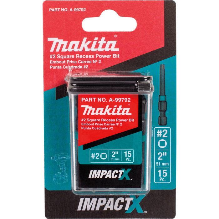 Makita (A - 99792) ImpactX™ 2 Square Recess 2″ Power Bit, 15/pk - Pacific Power Tools