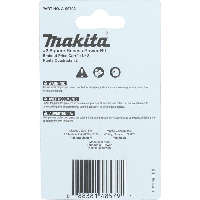 Makita (A - 99792) ImpactX™ 2 Square Recess 2″ Power Bit, 15/pk - Pacific Power Tools